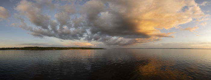 Beautiful colorful amazon sunset over the waters of negro river