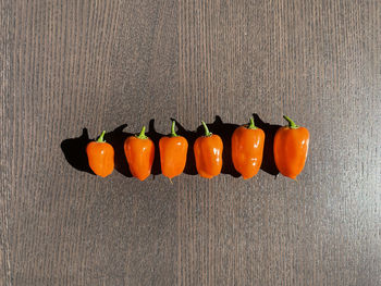 High angle view of vegetables on table