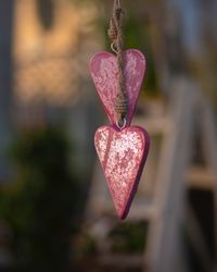 Close-up of red heart shaped flower