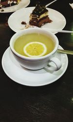 Close-up of tea served on table