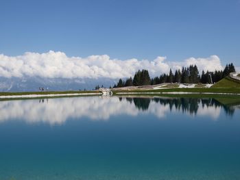 Scenic view of lake against sky