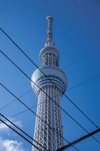 Low angle view of building against blue sky