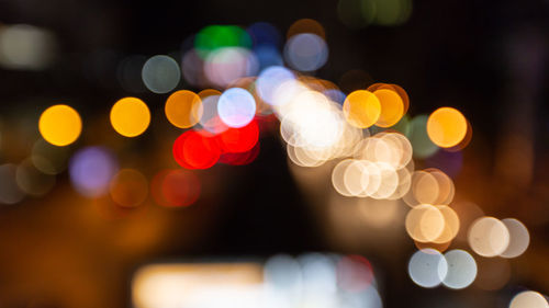 Defocused image of illuminated christmas lights