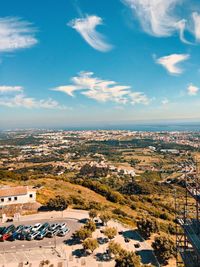 High angle view of townscape against sky