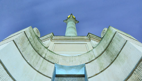 Low angle view of statue against building