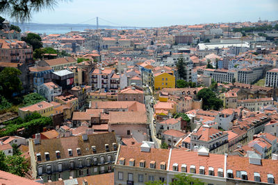 High angle view of townscape against sky