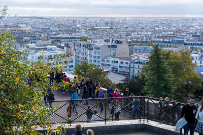 High angle view of buildings in city