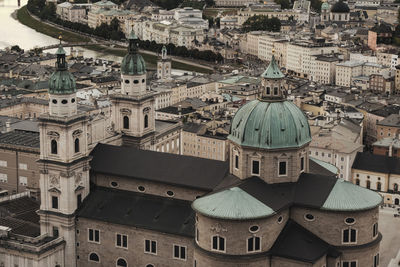 Aerial view of buildings in salzburg