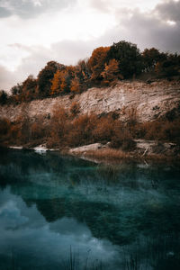 Scenic view of lake against sky