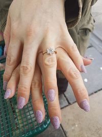 Woman showing nail art