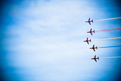 Low angle view of airshow in sky