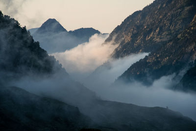 Scenic view of pyrenees during foggy weather