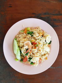 High angle view of meal served in plate