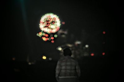 Illuminated lights at night