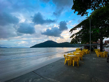 Scenic view of beach against sky