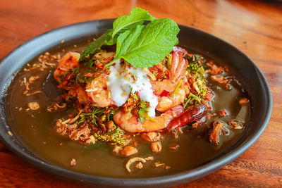 Close-up of food in bowl on table