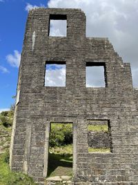 Low angle view of old building against sky