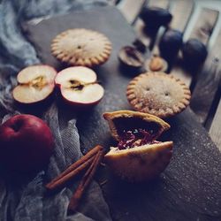 High angle view of fruits on table