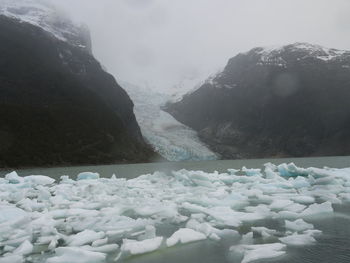 Scenic view of mountains during winter