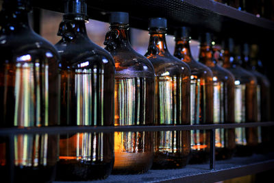 Close-up of beer bottles