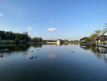 Scenic view of lake against sky