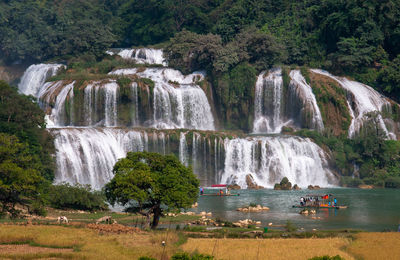 Scenic view of waterfall