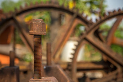 Close-up of rusty machine part