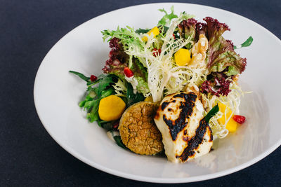 High angle view of food in plate