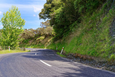 Road amidst trees against sky