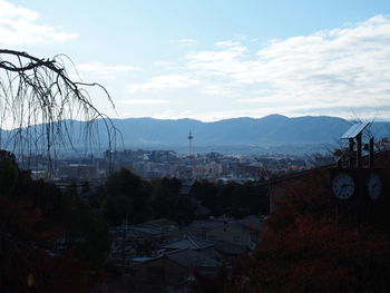 High angle shot of townscape against sky