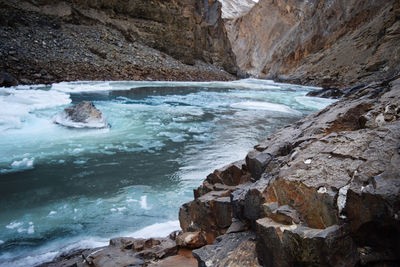 River flowing amidst rock formations