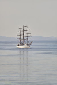Tallship at anchor off the shores of the amur bay
