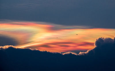 Low angle view of dramatic sky during sunset