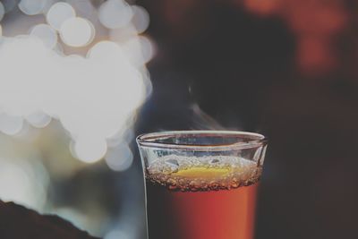 Close-up of wine glass on table