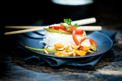 Close-up of meal served in plate