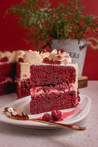 Close-up of cake in plate