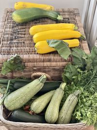 High angle view of vegetables in basket