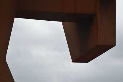 Cropped image of rusty metallic sculpture against sky