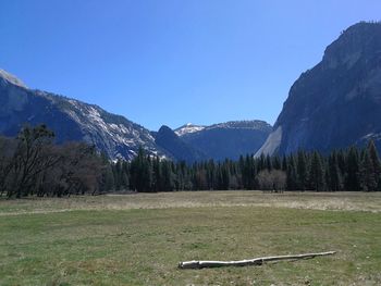 Scenic view of mountains against clear sky