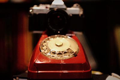 Close-up of telephone booth