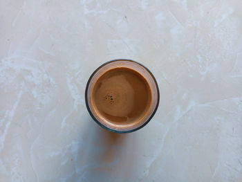 High angle view of coffee on table