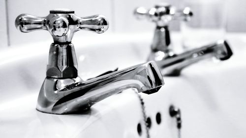 Close-up of faucet on sink