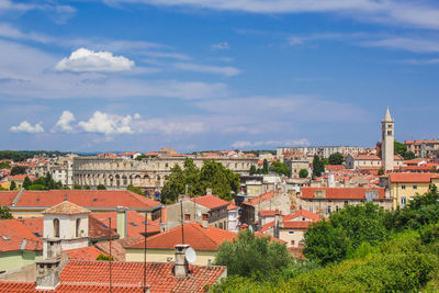 High angle view of townscape against sky