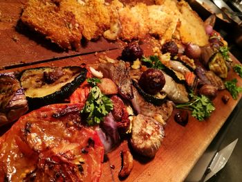 Close-up of food on barbecue grill