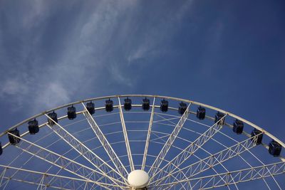 Low angle view of ferris wheel against blue sky