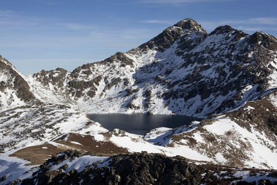 Alpine lake in the pyrenees mountains, andorra