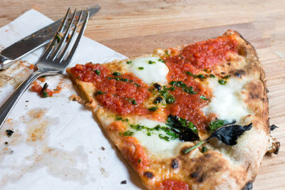 Close-up of pizza served in plate