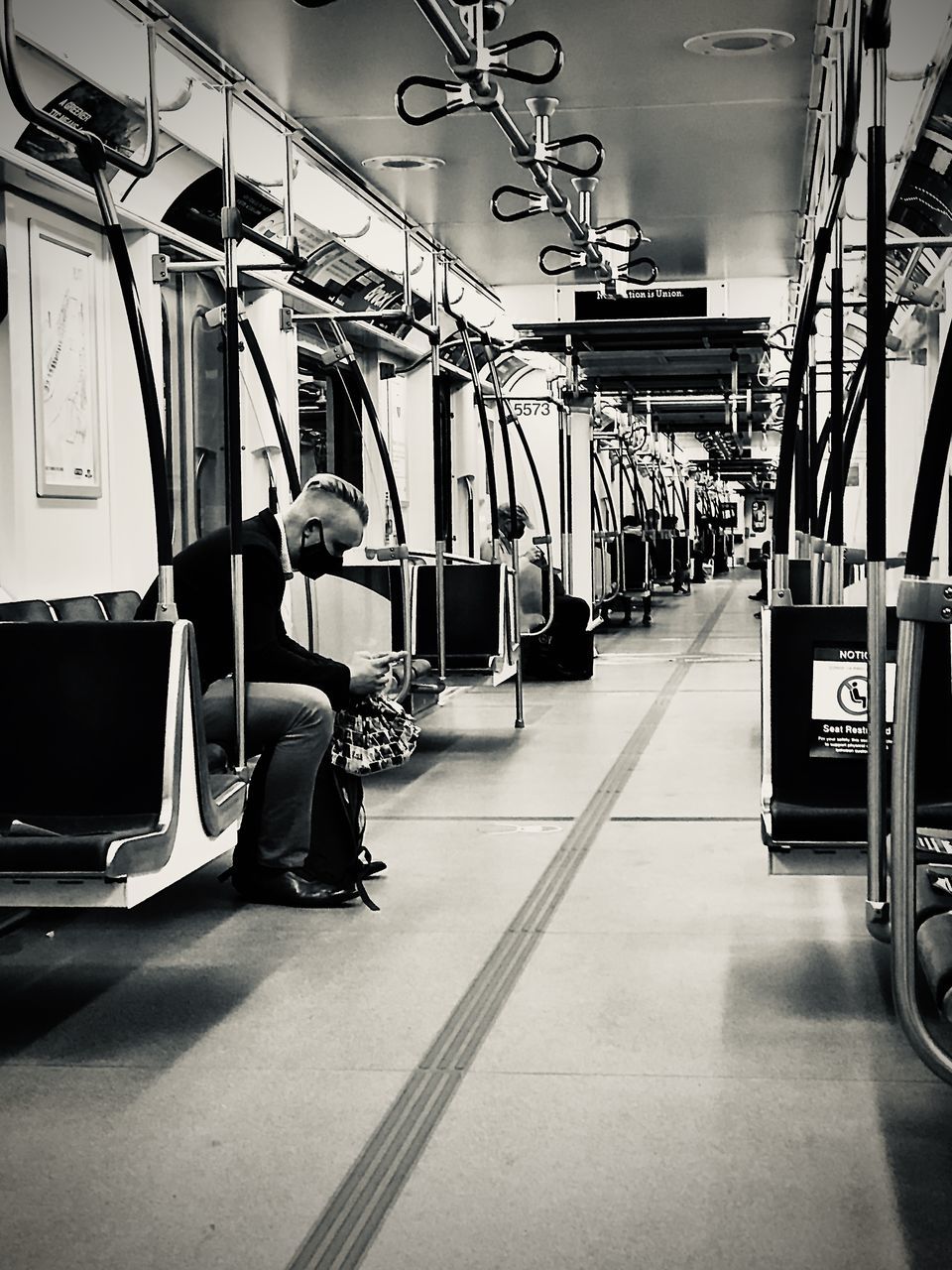 VIEW OF TRAIN IN SUBWAY