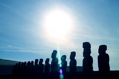 Low angle view of silhouette people against sky during sunset