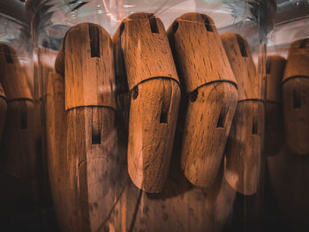 High angle view of bread in glass on table